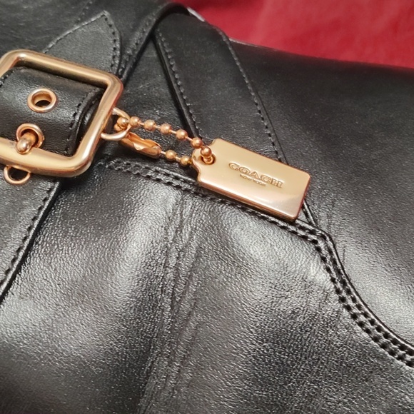 Coach Black Ankle Boots with Gold Buckle - Picture 5 of 5